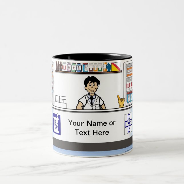 Tasse 2 Couleurs Pharmacien - Dessin masculin par PrintedPerfection (Centre)