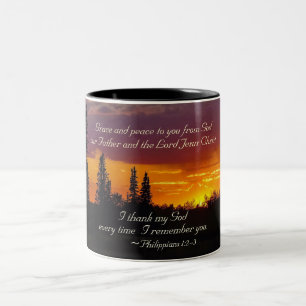 Tasse 2 Couleurs Philippiens 1:2-3 Grace et Paix pour vous, coucher