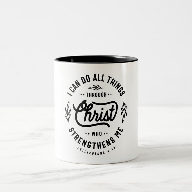Tasse 2 Couleurs Philippiens 4:13 Citation chrétienne (Centre)