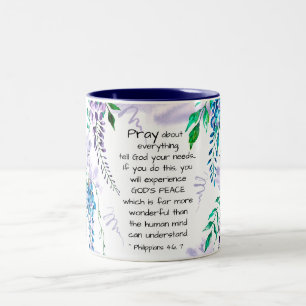 Tasse 2 Couleurs Philippiens 4:6-7 Priez pour tout