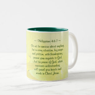 Tasse 2 Couleurs Philippiens 4:7 La paix de Dieu gardera votre coeu