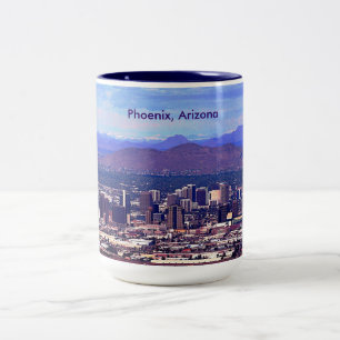 Tasse 2 Couleurs Phoenix Arizona Skyline en journée