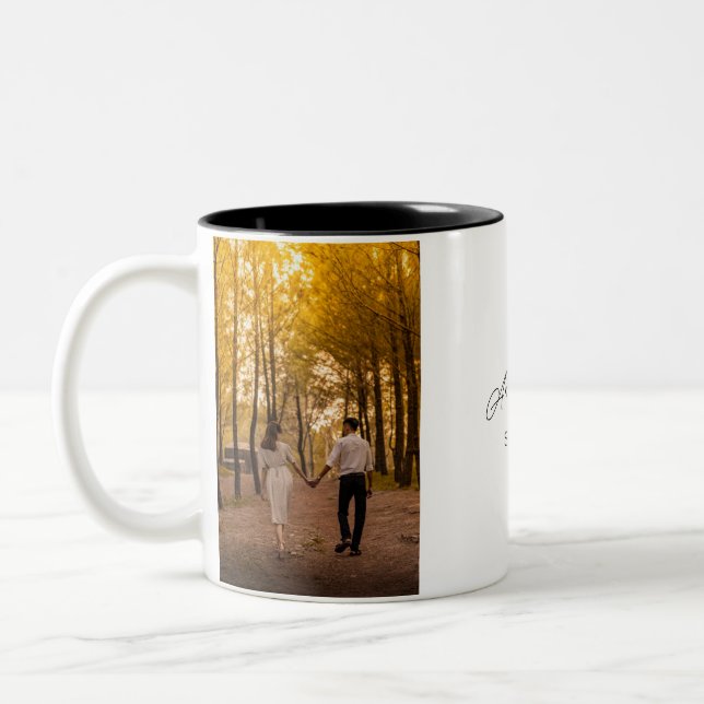 Tasse 2 Couleurs Photo anniversaire personnalisée créez votre propr (Gauche)