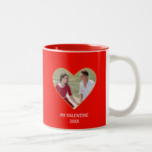 Tasse 2 Couleurs Photo & Coeur Valentine Couple personnalisé modern