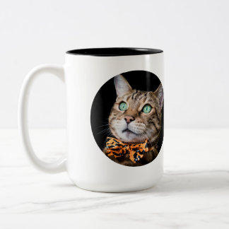 Tasse 2 Couleurs Photo de chat personnalisée avec texte | Cadeau pe