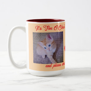 Tasse 2 Couleurs Photo de chaton le plus mignon, texte de cœurs et