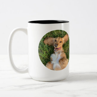Tasse 2 Couleurs Photo de chien personnalisé avec texte | Cadeau pe