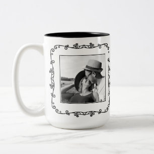 Tasse 2 Couleurs Photo de couple personnalisé noir et blanc