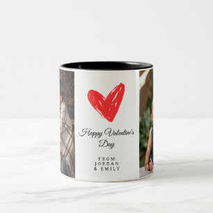 Tasse 2 Couleurs Photo de la Saint-Valentin Elegant Heart Joyeuse
