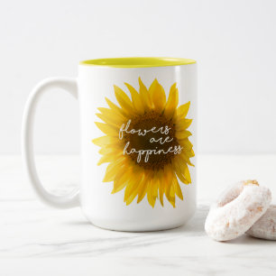 Tasse 2 Couleurs Photo de tournesol réel Champ Fleurs sont bonheur