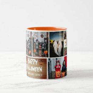 Tasse 2 Couleurs Photo Éffrayant en bois simple Halloween heureux