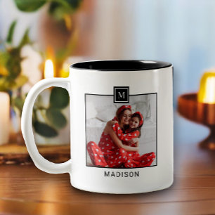 Tasse 2 Couleurs Photo Monogramme moderne