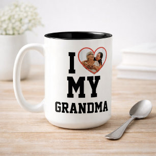 Tasse 2 Couleurs Photo personnalisé J'aime ma grand-mère