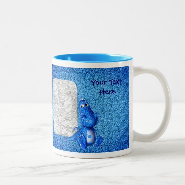 Tasse 2 Couleurs Photo personnalisée du Dragon Bleu Cute (Droit)