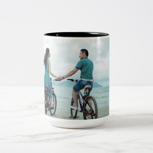 Tasse 2 Couleurs Photo personnalisée en couple (Centre)