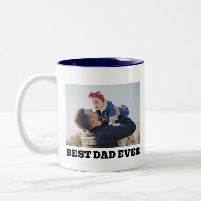 Tasse 2 Couleurs Photo personnalisée Meilleur Papa Ever  (Gauche)