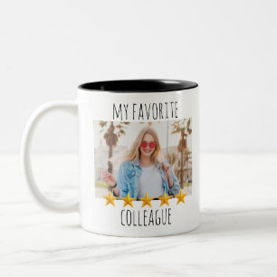 Tasse 2 Couleurs Photo personnalisée Mon collègue favori 5 étoiles