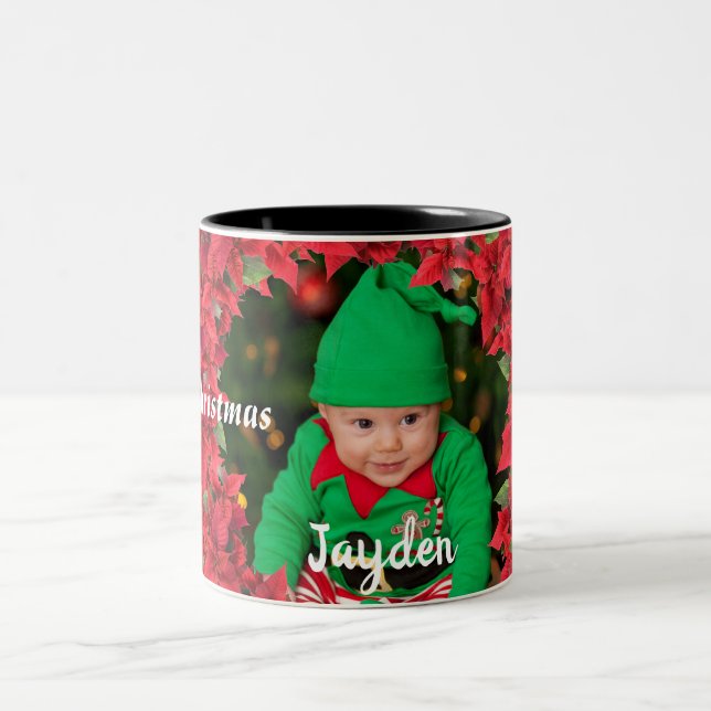Tasse 2 Couleurs Photo personnalisée pour bébé / enfant Noël (Centre)