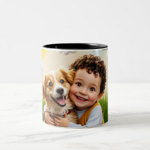 Tasse 2 Couleurs Photo personnalisée Simple chien personnalisé enfa