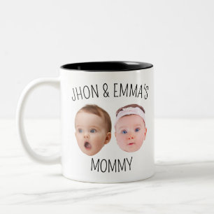 Tasse 2 Couleurs Photo personnelle du visage Mug, cadeau de la fête