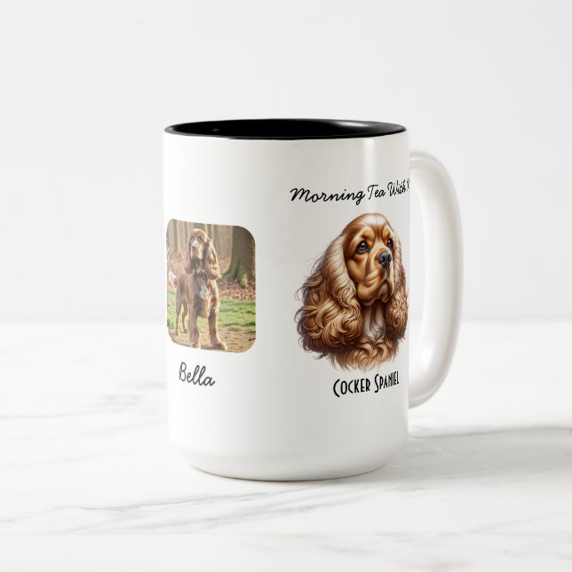 Tasse 2 Couleurs Photo Pet Cocker Spaniel Personnaliser (Devant droit)