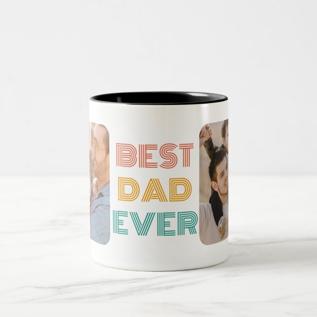 Tasse 2 Couleurs photo retro best papa jamais personnalisée (Créateur téléchargé)