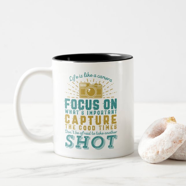 Tasse 2 Couleurs Photographie Motivationnelle Citation La vie est c (Avec donut)
