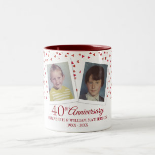 Tasse 2 Couleurs Photos d'enfance pour les 40 ans de mariage de rub