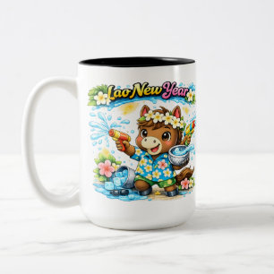 Tasse 2 Couleurs Pi Mai Lao T-shirt de la fête de l'eau au cheval m