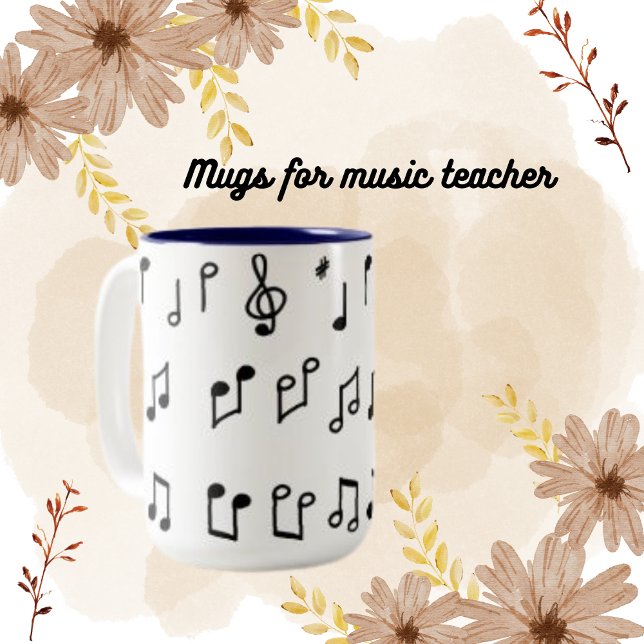 Tasse 2 Couleurs Piano Notes Instrument de musique moderne (Créateur téléchargé)