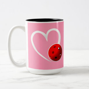 Tasse 2 Couleurs Pickleball Classement Valentine Coeur Rouge Rose