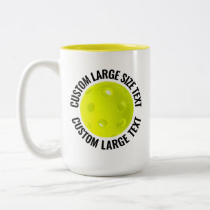 Tasse 2 Couleurs Pickleball & Grand Texte JAUNE 15oz Personnalisé