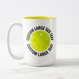 Tasse 2 Couleurs Pickleball & Grand Texte JAUNE 15oz Personnalisé