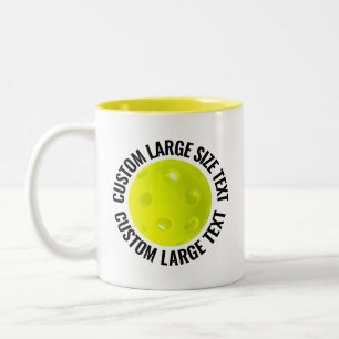 Tasse 2 Couleurs Pickleball & Grand Texte JAUNE 325ml Personnalisé