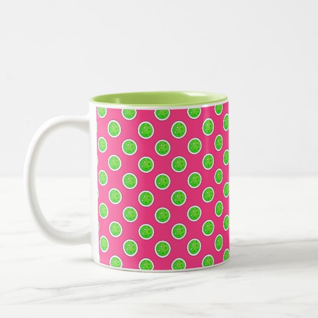 Tasse 2 Couleurs Pickleball Green Pickleballs Pois Hot rose (Gauche)