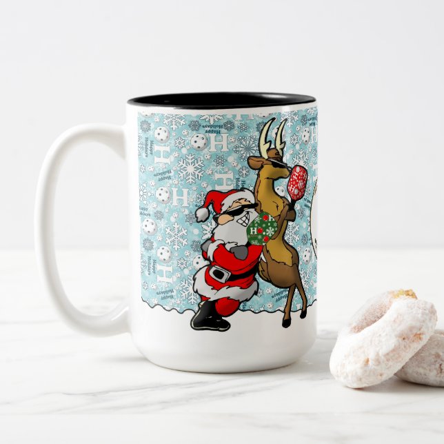 Tasse 2 Couleurs Pickleball Partners Père Noël & Reindeer Sleightin (Avec donut)