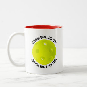 Tasse 2 Couleurs Pickleball & Petit Texte ROUGE 11oz Personnalisé