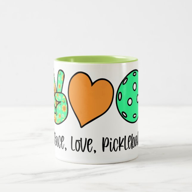Tasse 2 Couleurs Pickleball Player Cadeau Paix, Amour, Pickleball (Centre)