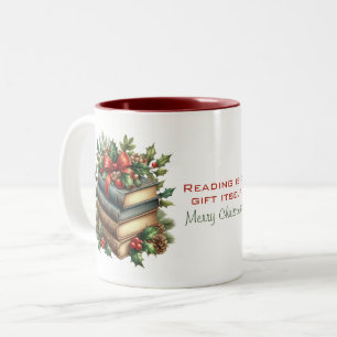 Tasse 2 Couleurs Pile de romans de Noël Citation de lecture