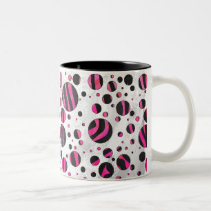 Tasse 2 Couleurs Piloka Dot Zebra noir et rose chaud