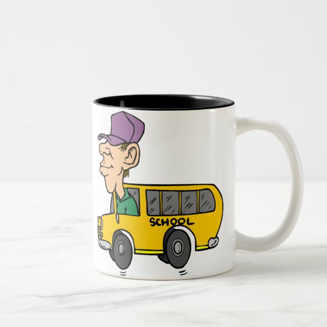 Tasse 2 Couleurs Pilote de bus scolaire (Droit)