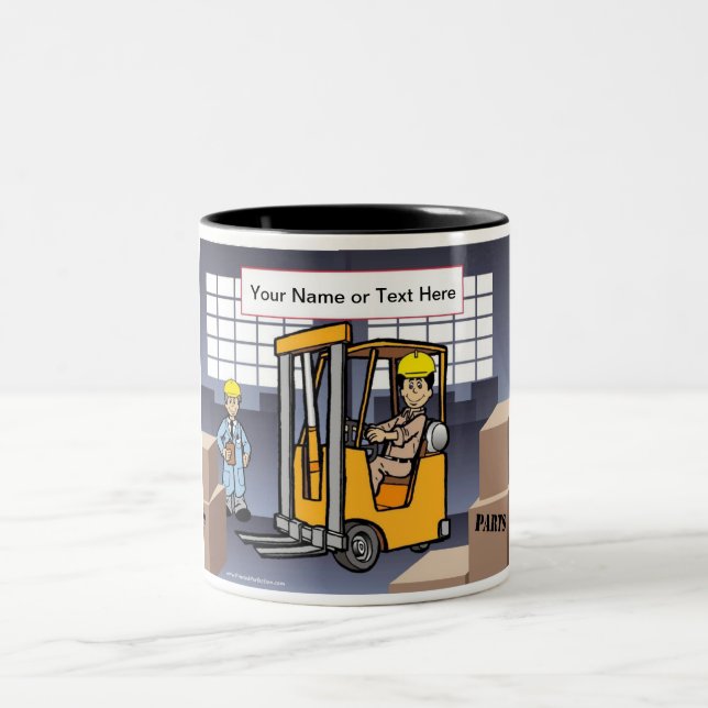 Tasse 2 Couleurs Pilote de chariot élévateur à fourche personnalisé (Centre)
