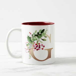 Tasse 2 Couleurs Pin d'or G Monogram Pine & Berry Noël Deux-