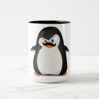Pingouin Blanc Noir Mignonne Et Moustache Drôle
