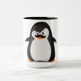 Tasse 2 Couleurs Pingouin Blanc Noir Mignonne Et Moustache Drôle