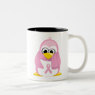 Tasse 2 Couleurs Pingouin rose de cancer du sein