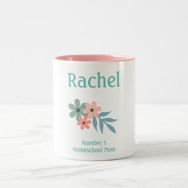 Tasse 2 Couleurs Pink and Green Flower Homeschool Maman (Centre)
