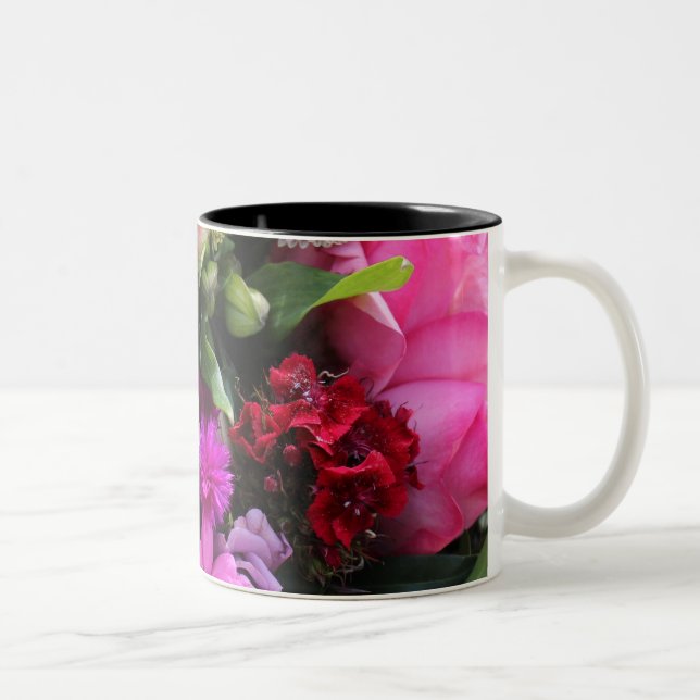 Tasse 2 Couleurs Pink and Violet Bouquet Photo (Droit)