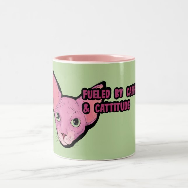 Tasse 2 Couleurs Pink Cat Coffee  Time (Centre)