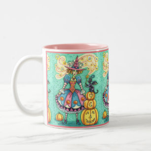 TASSE 2 COULEURS PINK PARTY WITCH EST HALLOWEEN MAGIQUE, CHAT NOIR